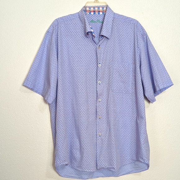 ALAN FLUSSER XL Nautical Button Up Shirt Short Sleeve Anchor Beach 100% Cotton - Picture 2 of 10